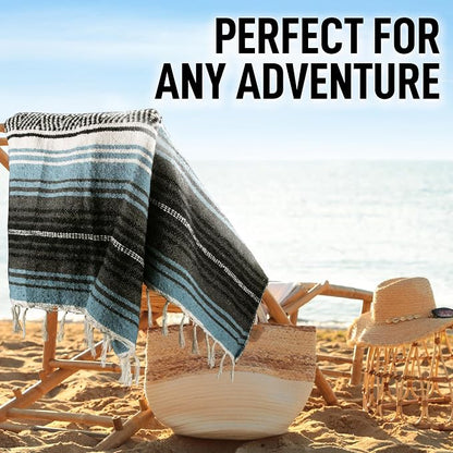 Hydration Nation Authentic Large Handwoven Mexican Blanket - Image 6