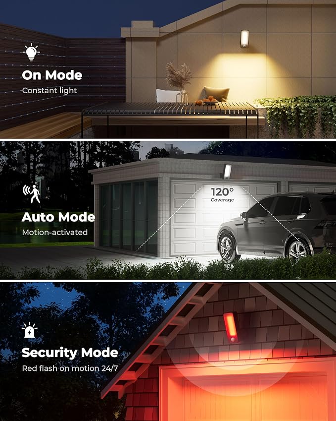 2 Pack Motion Sensor Outdoor Lights, 10000mAh Rechargeable Battery Operated - Image 5