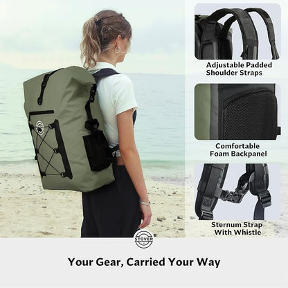 STOVER 5/10/25/30/40/55L Waterproof Dry Bag- Roll-Top Backpack w/Phone Case- - Image 3