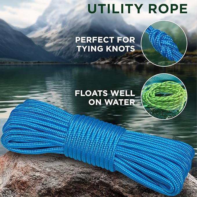 TECEUM Rope – 150 Feet x 1/4 Inch – Sky Blue – Strong All-Purpose Utility Rope - Image 3