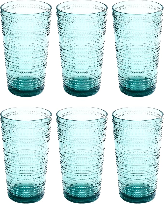Beaded 16 oz Durable Acrylic Jumbo Drinking Glasses, Shatter-Resistant and by AbodeHomewares-TheDesignDestinationforTabletopDrinkwareKitchenandPet