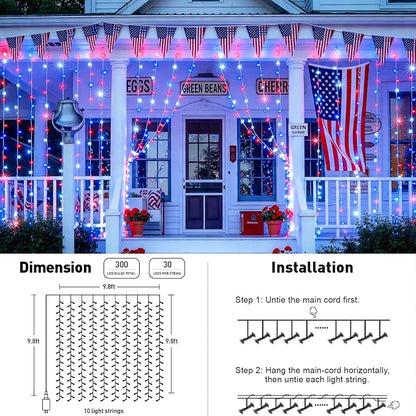 JMEXSUSS 300LED Red White and Blue Lights - Image 5