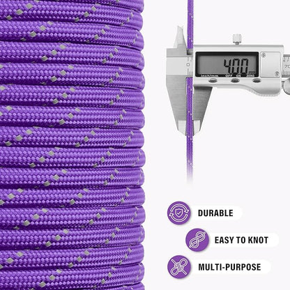 Reflective Paracord Rope 750 lb - 500ft 5/32" Parachute Cord 4MM 12-Strand para - Image 6