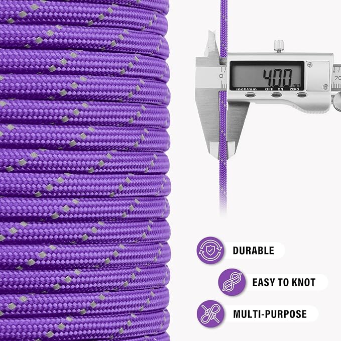 Reflective Paracord Rope 750 lb - 1000ft 5/32" Parachute Cord 4MM 12-Strand - Image 6