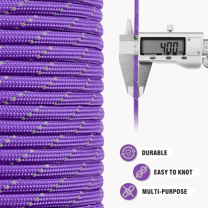 Reflective Paracord Rope 750 lb - 100ft 5/32" Parachute Cord 4MM 12-Strand para - Image 6
