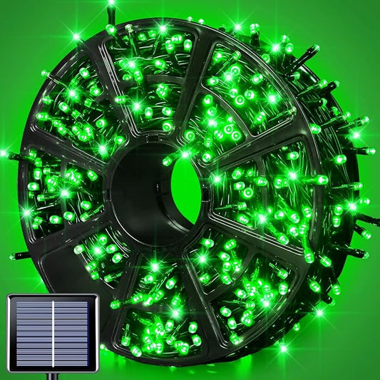 JMEXSUSS 600 LED Green Solar Christmas Lights, 206.7 ft Solar String Lights by JMEXSUSS