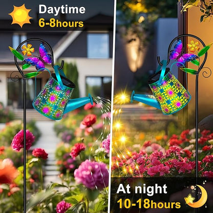 Solar Watering Can with Lights, Waterproof Solar Lantern with Butterfly - Image 3
