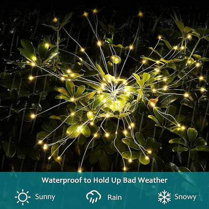 JJGoo Solar Firework Lights, 2 Pack 150 LEDs 2 Lighting Modes Solar Lights - Image 3