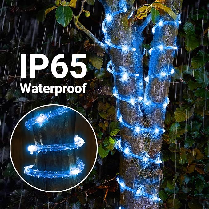 Solar Rope Lights, 33ft 100LED Solar String Lights, 8 Modes Waterproof Solar - Image 4