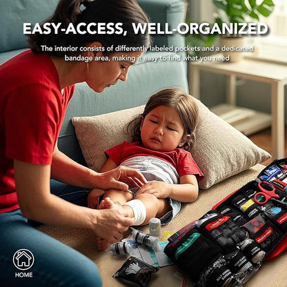 430 Piece First Aid Kit, Well-Organized Premium Waterproof Compact Trauma - Image 2