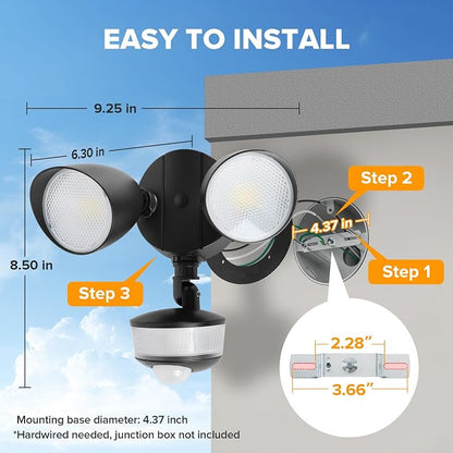 LUTEC 34W 3700 Lumen LED Security Lights Motion Sensor Light Outdoor - Image 7