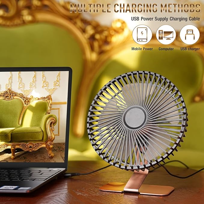 SLENPET 6 inch USB Small Desk Fan, 4 Speeds, Ultra-quiet, 90° Adjustment - Image 5