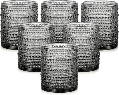 ZMOWIPDL Vintage Glassware Drinking Glasses Set of 6, 12 oz Hobnail Glass Cups by ZMOWIPDL