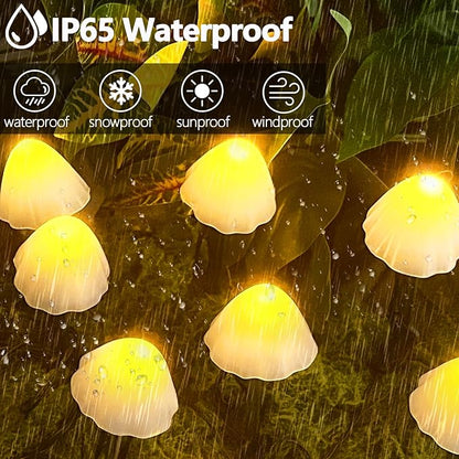 OZS 2PK 32LED 55FT Mushroom Solar Garden Lights Outdoor, Solar String Lights - Image 3