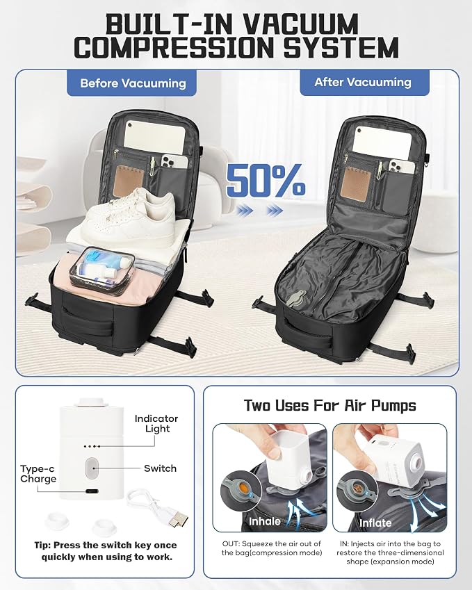 WONHOX Large Travel Backpack Carry on Flight Approved Laptop Work Business - Image 2