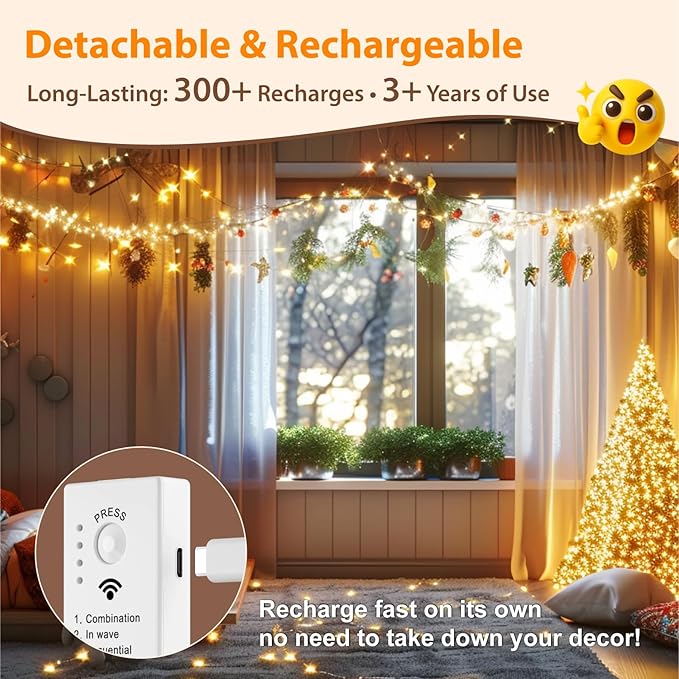 HXWEIYE Rechargeable Fairy Lights - Image 4