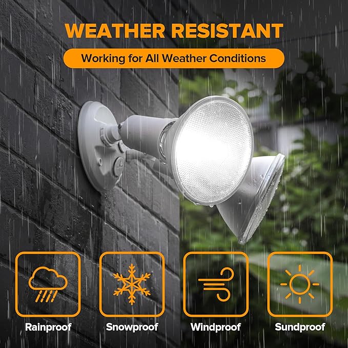 LUTEC 4 Pack Adjustable Twin Par Holder Outdoor Flood Lights, Switch Controlled - Image 6