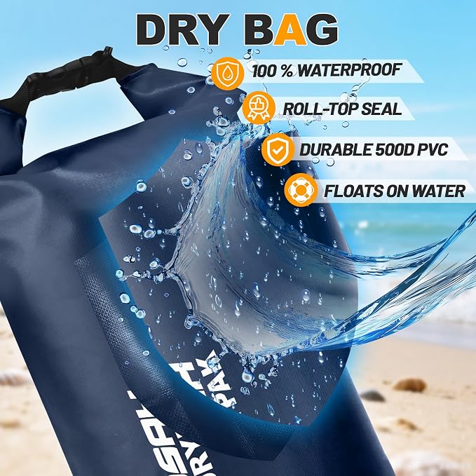 Waterproof Dry Bag, 5L/10L/20L/30L/40L Roll Top Lightweight Storage Backpack - Image 6
