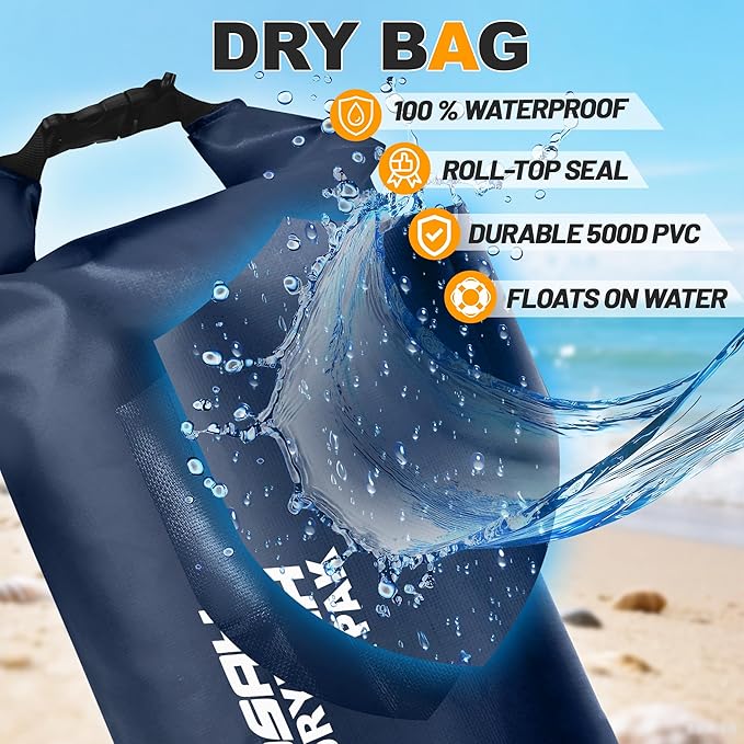 Waterproof Dry Bag, 5L/10L/20L/30L/40L Roll Top Lightweight Storage Backpack - Image 3