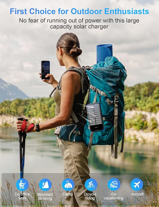Solar Charger Power Bank, PD 20W Fast Charging External Batter, 40000mAh - Image 9