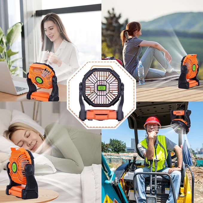 Portable Fan Rechargeable Battery Powered Fan, 270°Pivot Cordless Battery - Image 7