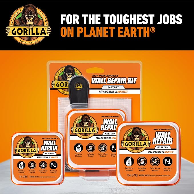 Gorilla Wall Repair Kit Featuring Gorilla Heavy Duty Wall Repair Spackling + - Image 8