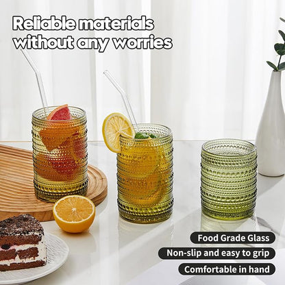 HomeVogue Vintage Hobnail Drinking Glasses Set of 12, 15 oz Highball Glasses & - Image 3