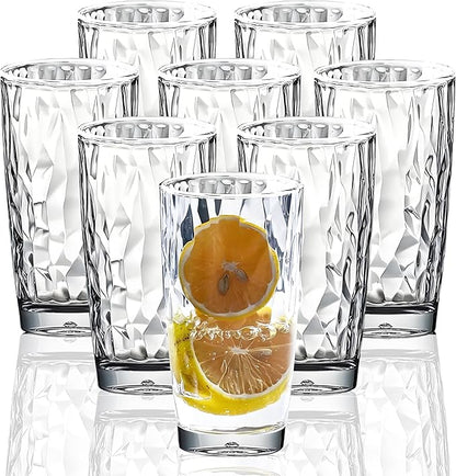 15 Oz Unbreakable Tritan Drinking Glasses Shatterproof Acrylic Glasses by VEILEDGEM