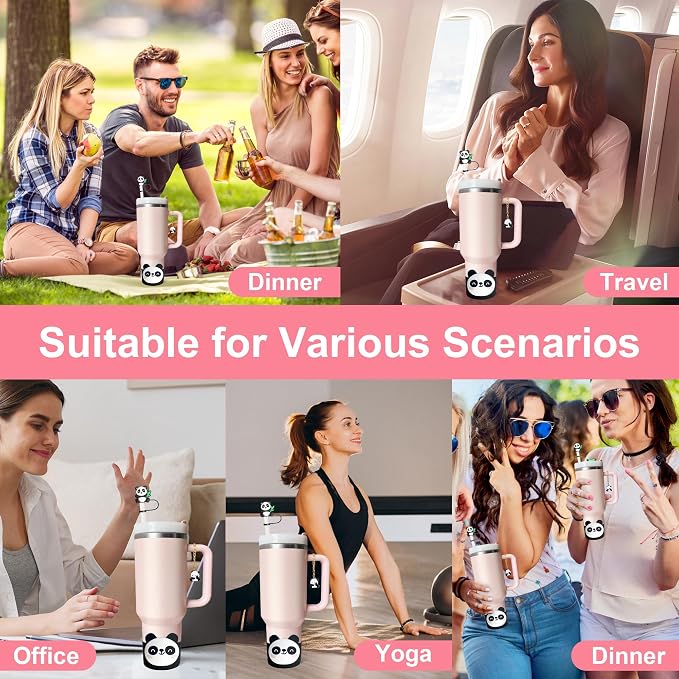 Silicone Boot for Stanley 40oz Tumbler, Panda Straw Cover Bottom Protector - Image 2