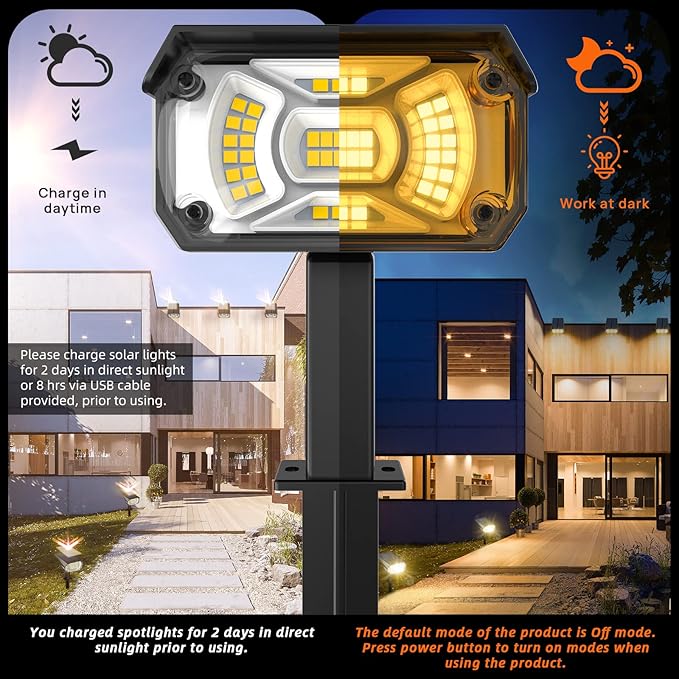 LEREKAM 3 Brightness Modes Solar Outdoor Lights, 360 Degree Adjustable Lighting - Image 5