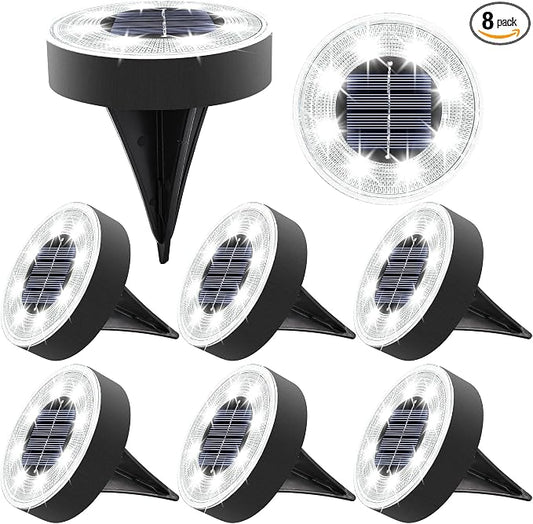 Joomer Solar Ground Lights, 8 Pack 8 LED Solar Lights Outdoor Waterproof IP68 by Joomer