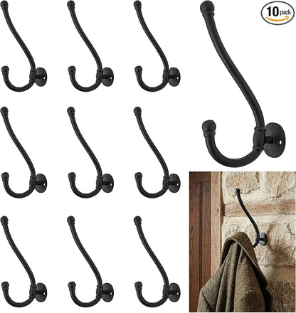 Mystic Colonial Rustic Cast Iron Wall Hooks, Heavy Duty Retro Utility Hanger by SaKeGa