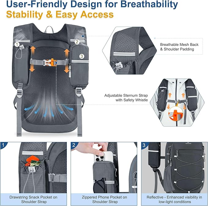 BECOJADDE Hiking Backpack 15L Small Backpack Packable Day pack Water Resistant - Image 2