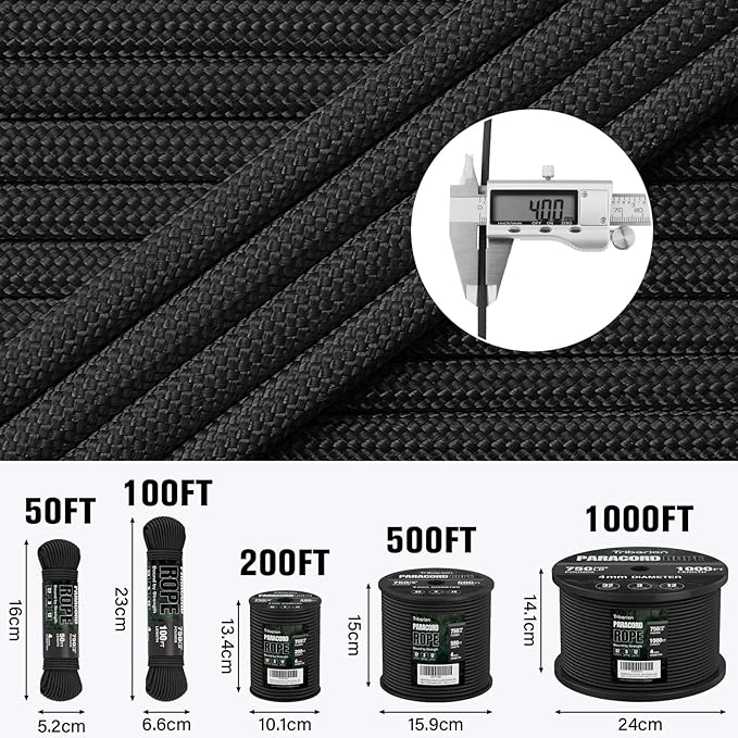 Paracord Rope 750 lb - 500ft 5/32" Parachute Cord 4MM 12-Strand para Cord - - Image 5