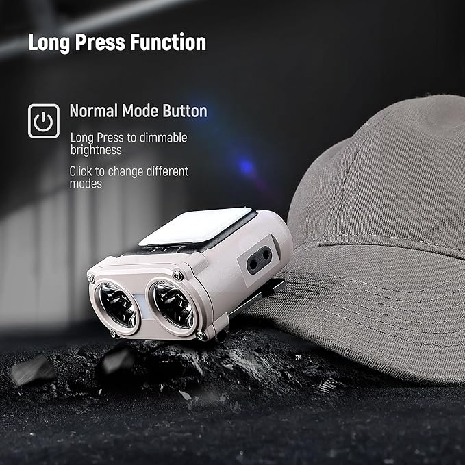 Hopedone LED Hard Hat Light, 800Lumens Rechargeable Dimmable Clip on Cap Lights - Image 4