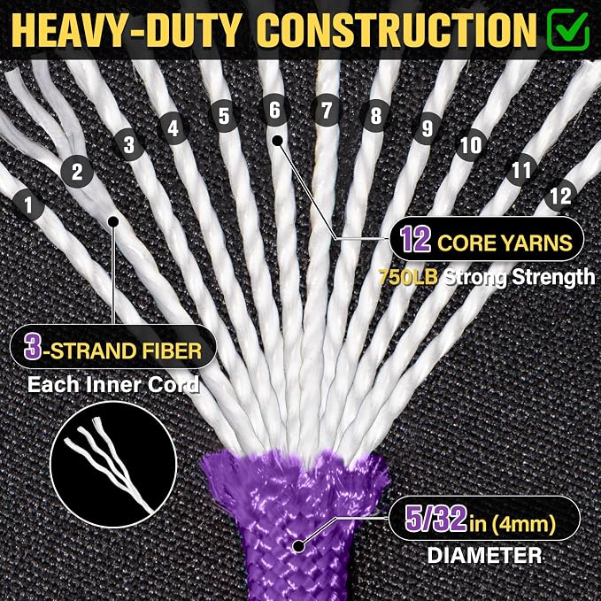Paracord Rope 750 lb - 200ft 5/32" Parachute Cord 4MM 12-Strand para Cord - - Image 3