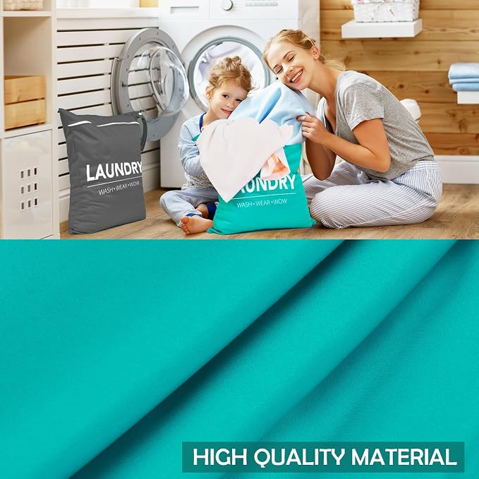 2 Pcs Large Travel Laundry Bag Waterproof Wet Dry Bag Washable Dirty Clothes Bag - Image 6
