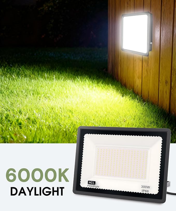 L LOHAS LED 300W Dusk to Dawn Flood Light, IP66 Waterproof Plug in Floodlights - Image 3