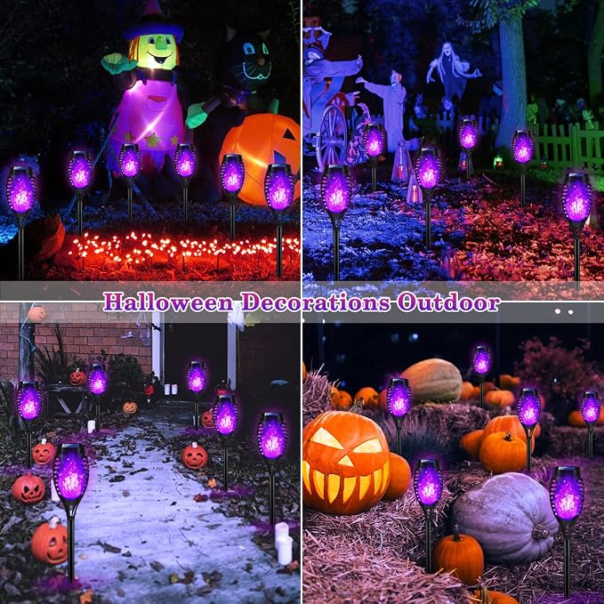 Purple Solar Halloween Lights for Halloween Decorations Outdoor, Solar Torch - Image 6