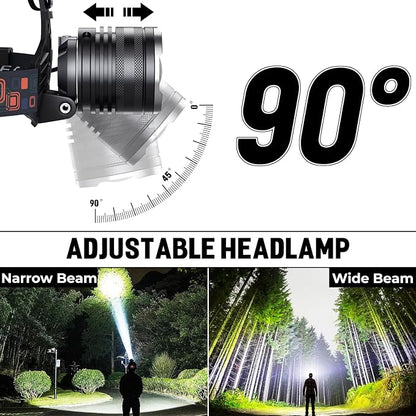 LED Rechargeable Headlamp 2 Pack, 000 Lumens Head Lamps Super Bright Long - Image 4