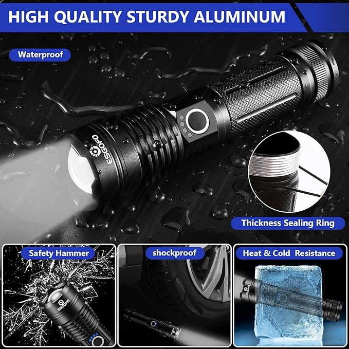 Esgofo Flashlights High Lumens 100000 Rechargeable, Super Bright Handheld LED - Image 6