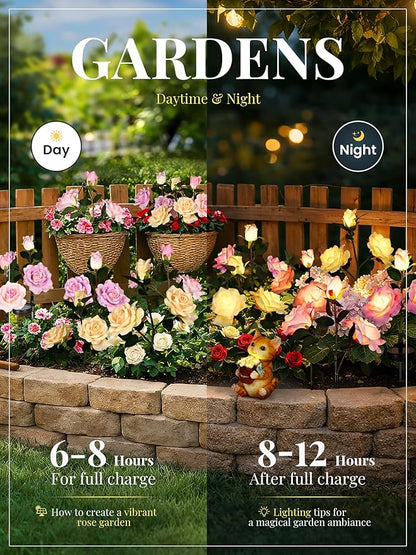 GIGALUMI Solar Lights Outdoor for Garden Decor, 3 Pack Solar Flower Lights - Image 4