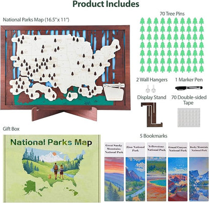 Wooden US National Parks Map Travel Tracker – 3-Layer Framed Wall Art - Image 3