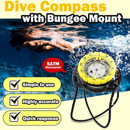 Scuba Dive Compass, Waterproof 5ATM Marine Navigation Wrist Compass - Image 2