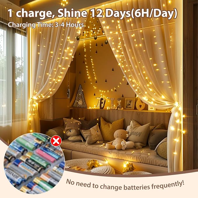 HXWEIYE Rechargeable Fairy Lights - Image 3
