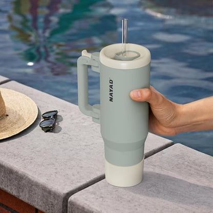 NAYAD 40oz Travel Tumbler with Handle and Straw|Cup Holder Friendly Insulated - Image 6