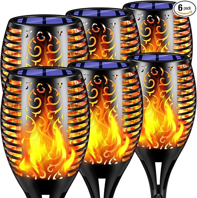 TomCare Solar Lights Outdoor 99 LED Higher & Larger Flickering Flame Solar by TomCare