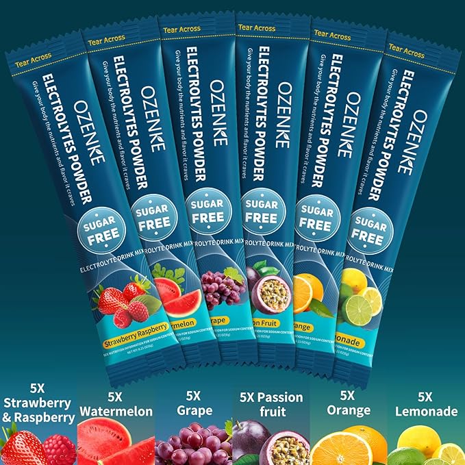 Electrolytes Powder Packets, 30 Sticks Hydration Packets Sugar Free, - Image 4