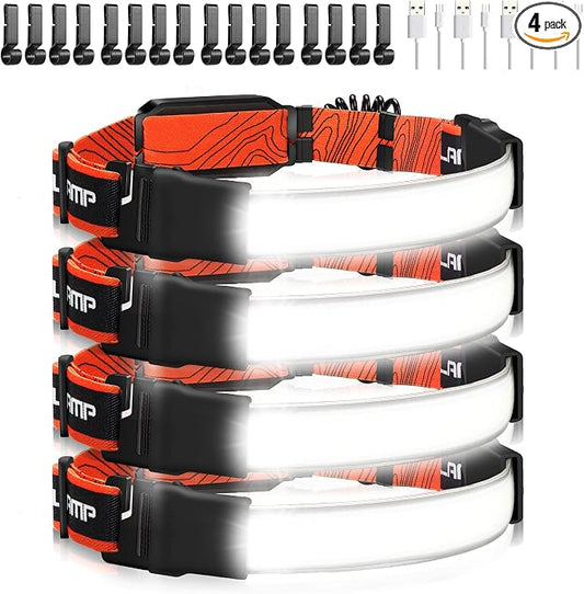 Hopedone Rechargeable Headlamp, 4 Packs 230°Wide-Angle 1000 Lumens Headlamp by Hopedone