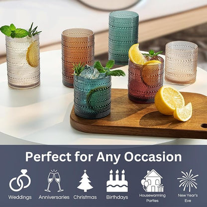 Khen Plastic Hobnail Drinking Glasses Set of 12 Neutral Tones Cups 6x 10oz - Image 2